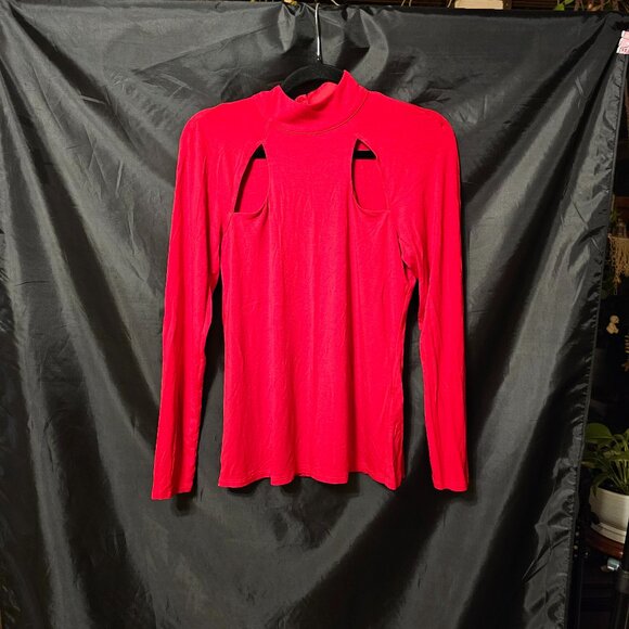 Pretty and feminine red long sleeve shirt. Size M - Picture 1 of 4